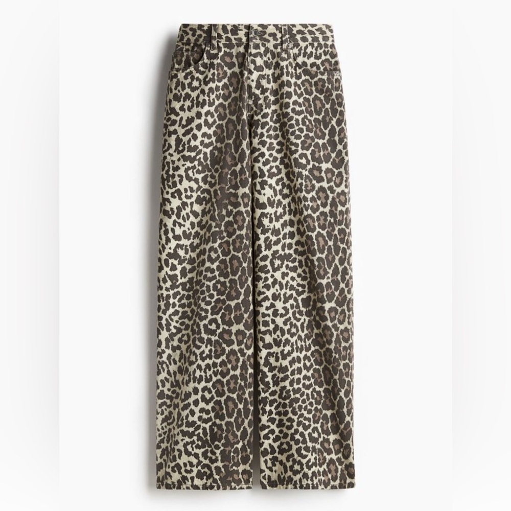 H&M wide-cut jeans in leopard